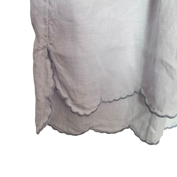 Claridge + King linen Lavender Scalloped Edges Lagenlook Romantic tunic Large - Picture 7 of 12